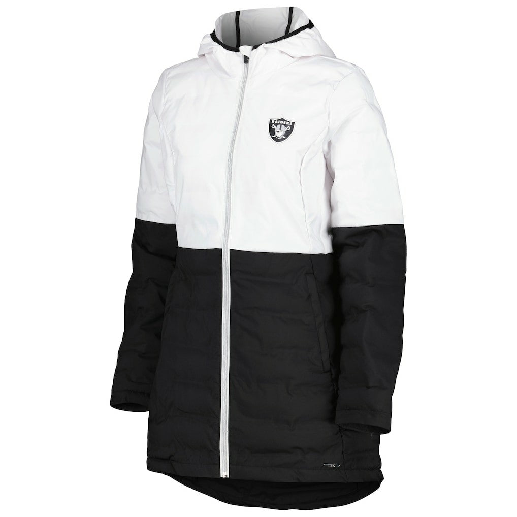 Las Vegas Raiders MSX by Michael Strahan Women's Willow Quilted Hoodie Full-Zip Jacket - White/Black - NFL