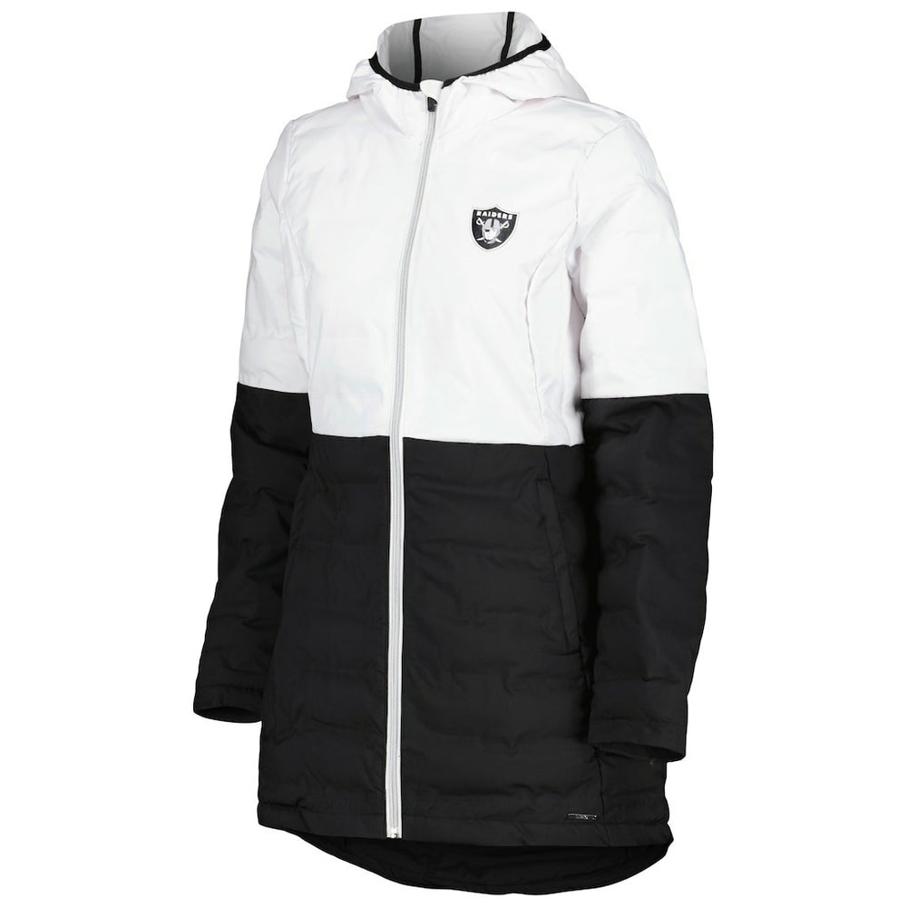 Las Vegas Raiders MSX by Michael Strahan Women's Willow Quilted Hoodie Full-Zip Jacket - White/Black - NFL