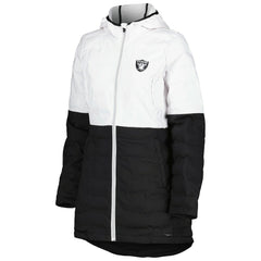 Las Vegas Raiders MSX by Michael Strahan Women's Willow Quilted Hoodie Full-Zip Jacket - White/Black - NFL