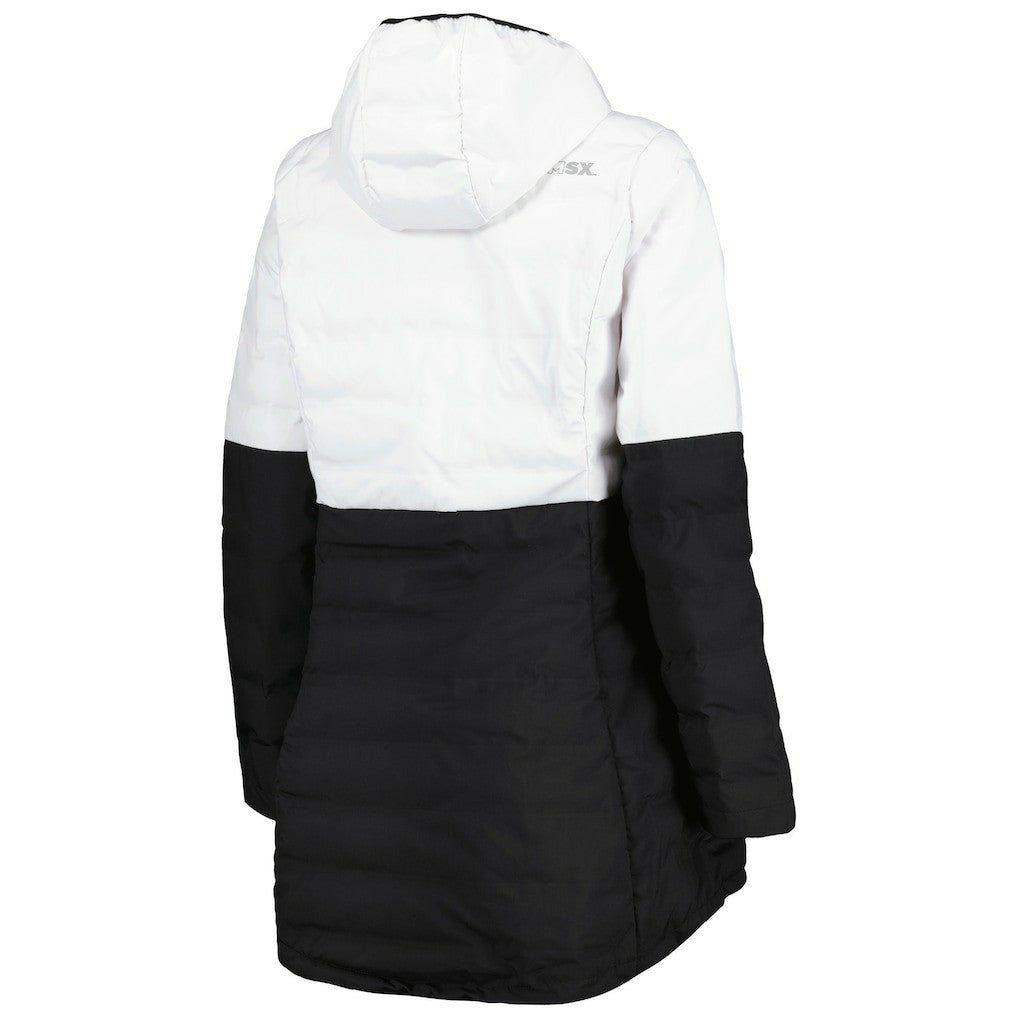 Las Vegas Raiders MSX by Michael Strahan Women's Willow Quilted Hoodie Full-Zip Jacket - White/Black - NFL