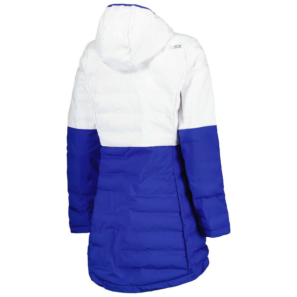 Los Angeles Rams MSX by Michael Strahan Women's Willow Quilted Hoodie Full-Zip Jacket - White/Royal - NFL
