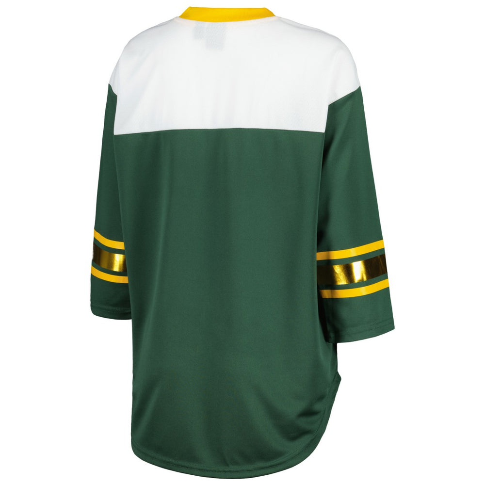 Green Bay Packers G-III 4Her by Carl Banks Women's Double Team 3/4-Sleeve Lace-Up T-Shirt - Green/White - NFL