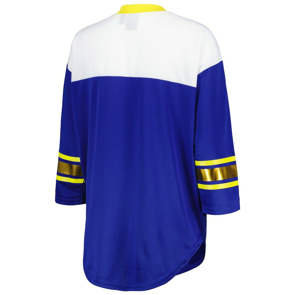 Los Angeles Rams G-III 4Her by Carl Banks Women's Double Team 3/4-Sleeve Lace-Up T-Shirt - Royal/White - NFL