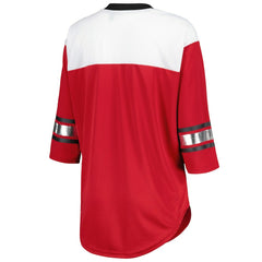 Arizona Cardinals G-III 4Her by Carl Banks Women's Double Team 3/4-Sleeve Lace-Up T-Shirt - Cardinal/White - NFL