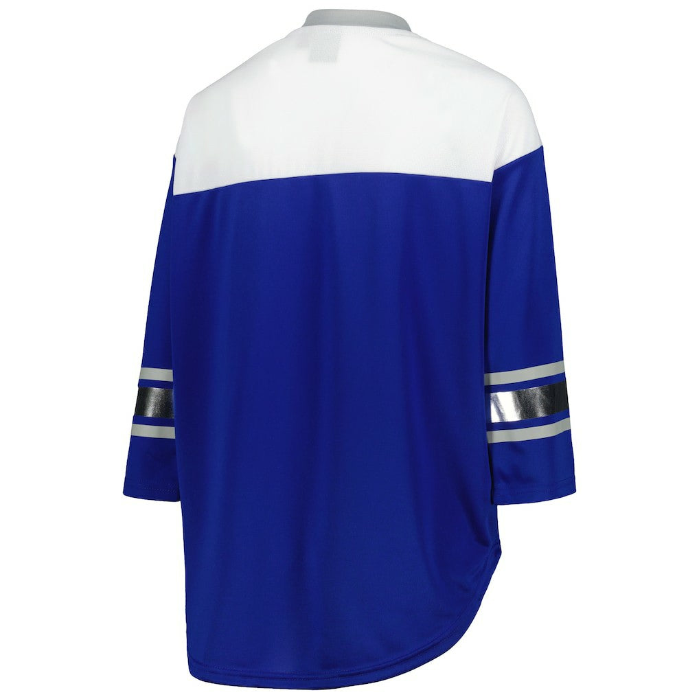 Indianapolis Colts G-III 4Her by Carl Banks Women's Double Team 3/4-Sleeve Lace-Up T-Shirt - Royal/White - NFL