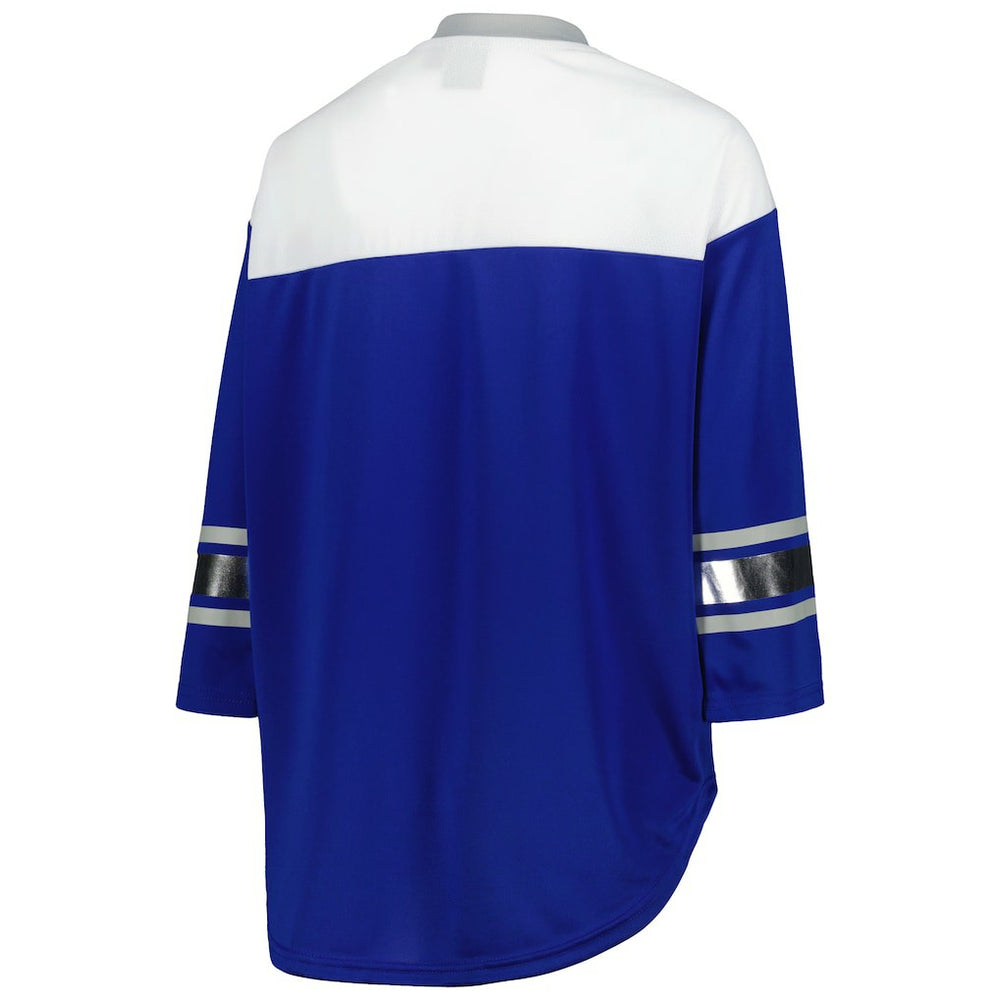 Indianapolis Colts G-III 4Her by Carl Banks Women's Double Team 3/4-Sleeve Lace-Up T-Shirt - Royal/White - NFL
