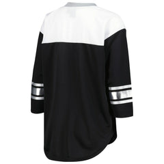 Las Vegas Raiders G-III 4Her by Carl Banks Women's Double Team 3/4-Sleeve Lace-Up T-Shirt - Black/White - NFL