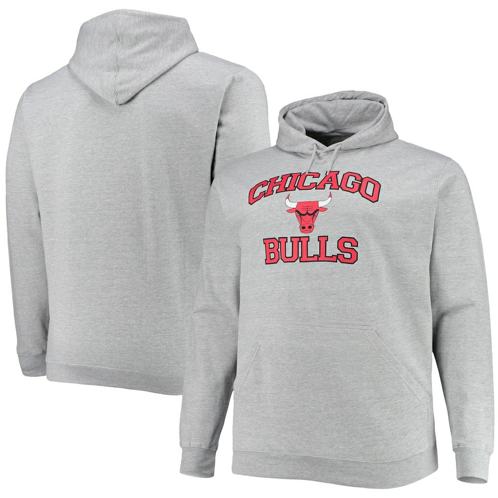Chicago Bulls Big & Tall Heart & Soul Pullover Hoodie Heathered Gray