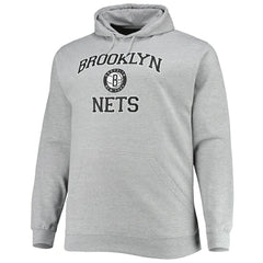 Brooklyn Nets Big & Tall Heart & Soul Pullover Hoodie Heathered Gray