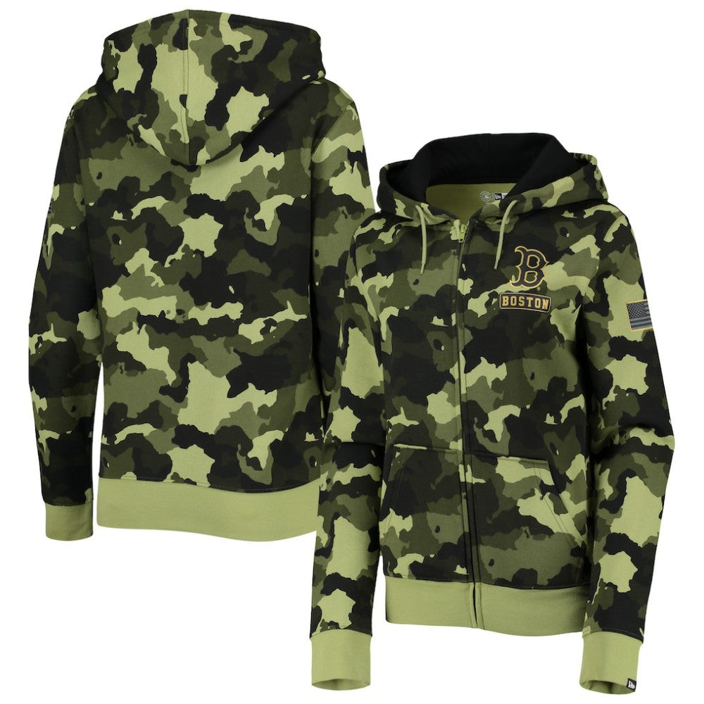 Boston Red Sox New Era Women's 2022 MLB Armed Forces Day Camo Full-Zip Hoodie Online