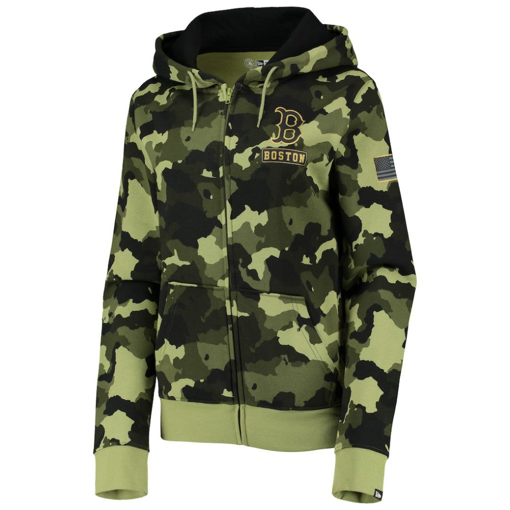 Boston Red Sox New Era Women's 2022 MLB Armed Forces Day Camo Full-Zip Hoodie Online