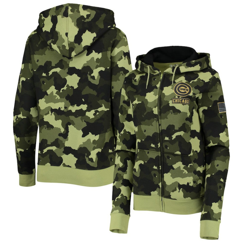 Chicago Cubs New Era Women's 2022 MLB Armed Forces Day Camo Full-Zip Hoodie Online