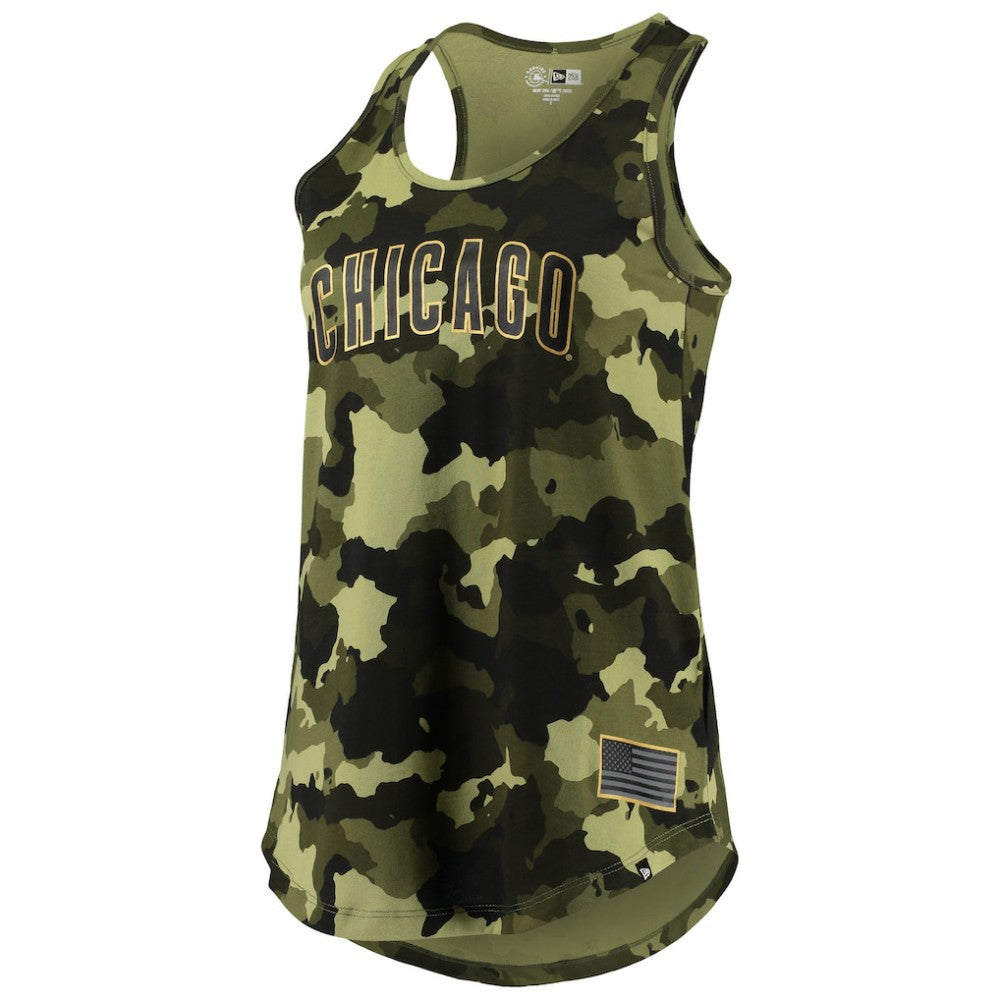 Chicago Cubs New Era Women's 2022 MLB Armed Forces Day Camo Racerback Tank Top Discount