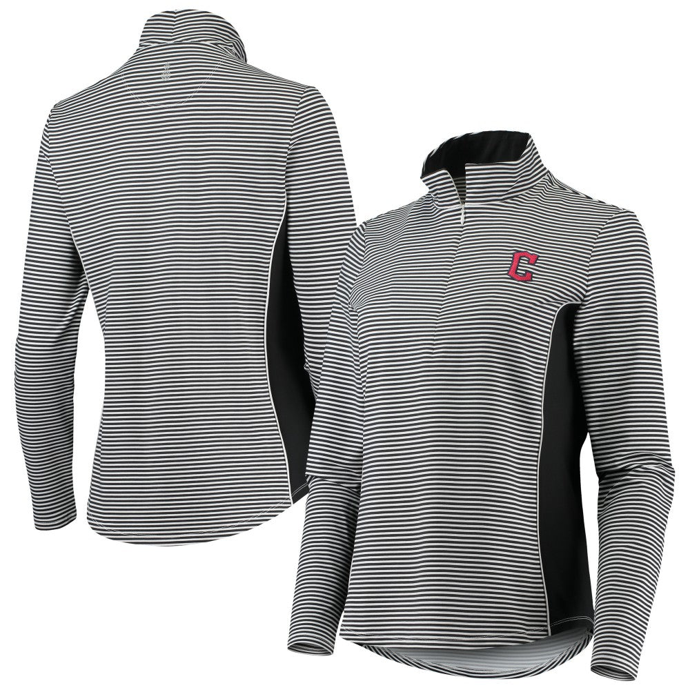 Cleveland Guardians Tommy Bahama Women's Aubrey Stripe Block IslandZone Half-Zip Jacket Discount