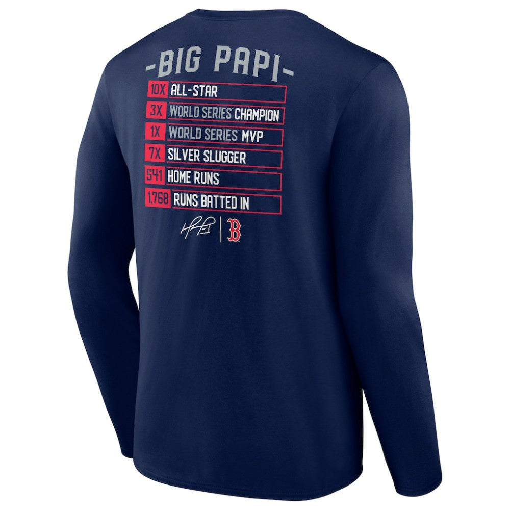 David Ortiz Boston Red Sox Fanatics Stats Resume Long Sleeve T-Shirt Discount