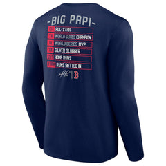 David Ortiz Boston Red Sox Fanatics Stats Resume Long Sleeve T-Shirt Discount