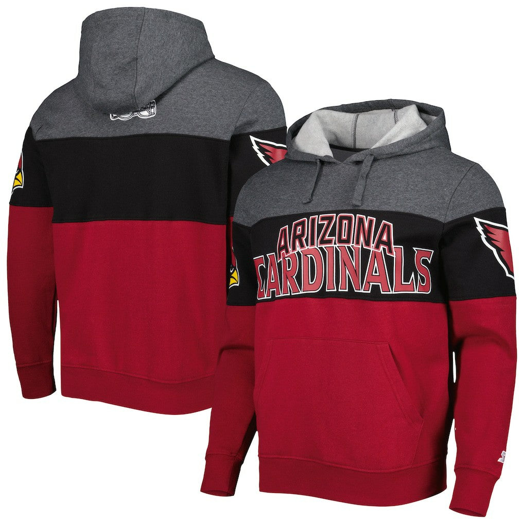 Arizona Cardinals Starter Extreme Pullover Hoodie - Heather Charcoal/Cardinal - NFL