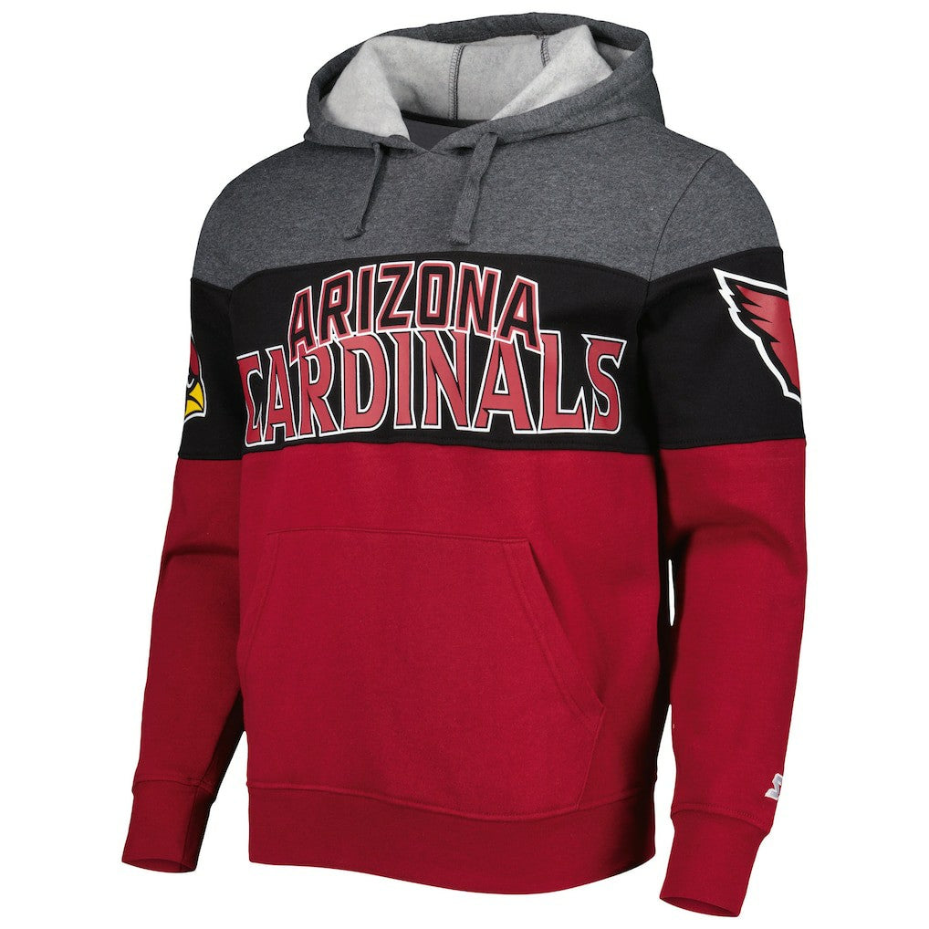 Arizona Cardinals Starter Extreme Pullover Hoodie - Heather Charcoal/Cardinal - NFL