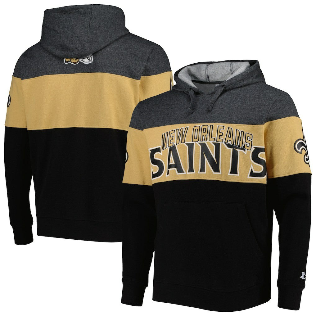 New Orleans Saints Starter Extreme Pullover Hoodie - Black/Heather Gray - NFL