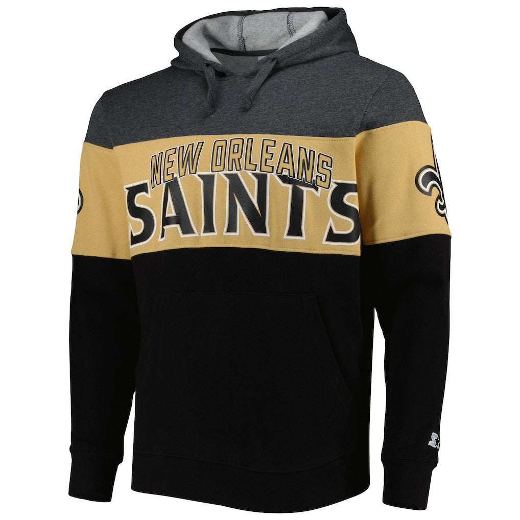 New Orleans Saints Starter Extreme Pullover Hoodie - Black/Heather Gray - NFL
