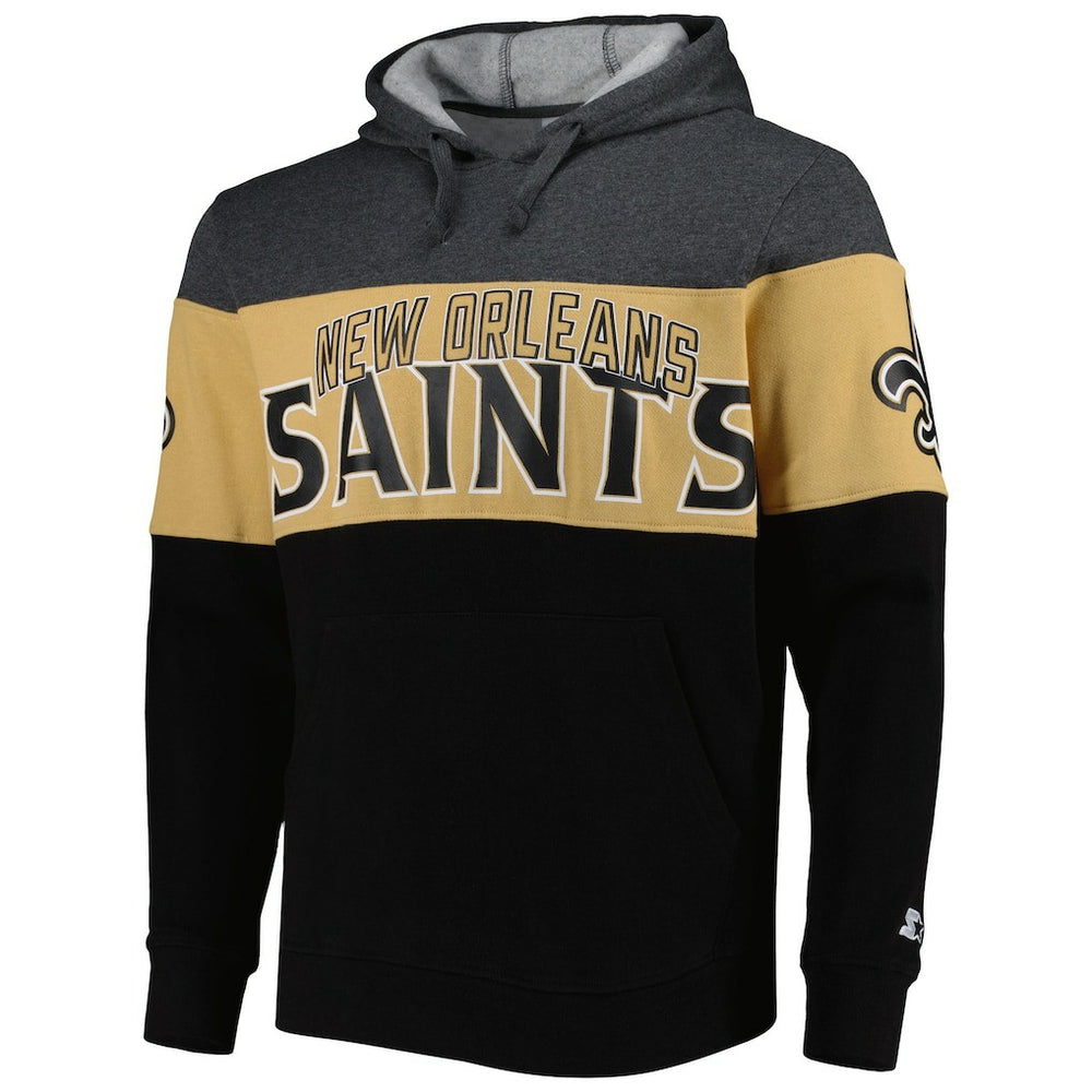New Orleans Saints Starter Extreme Pullover Hoodie - Black/Heather Gray - NFL