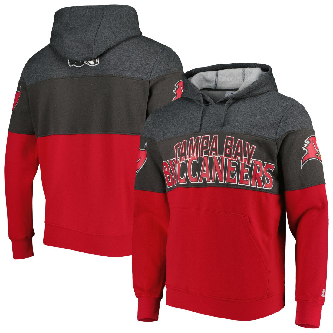 Tampa Bay Buccaneers Starter Extreme Pullover Hoodie - Heather Charcoal/Red - NFL
