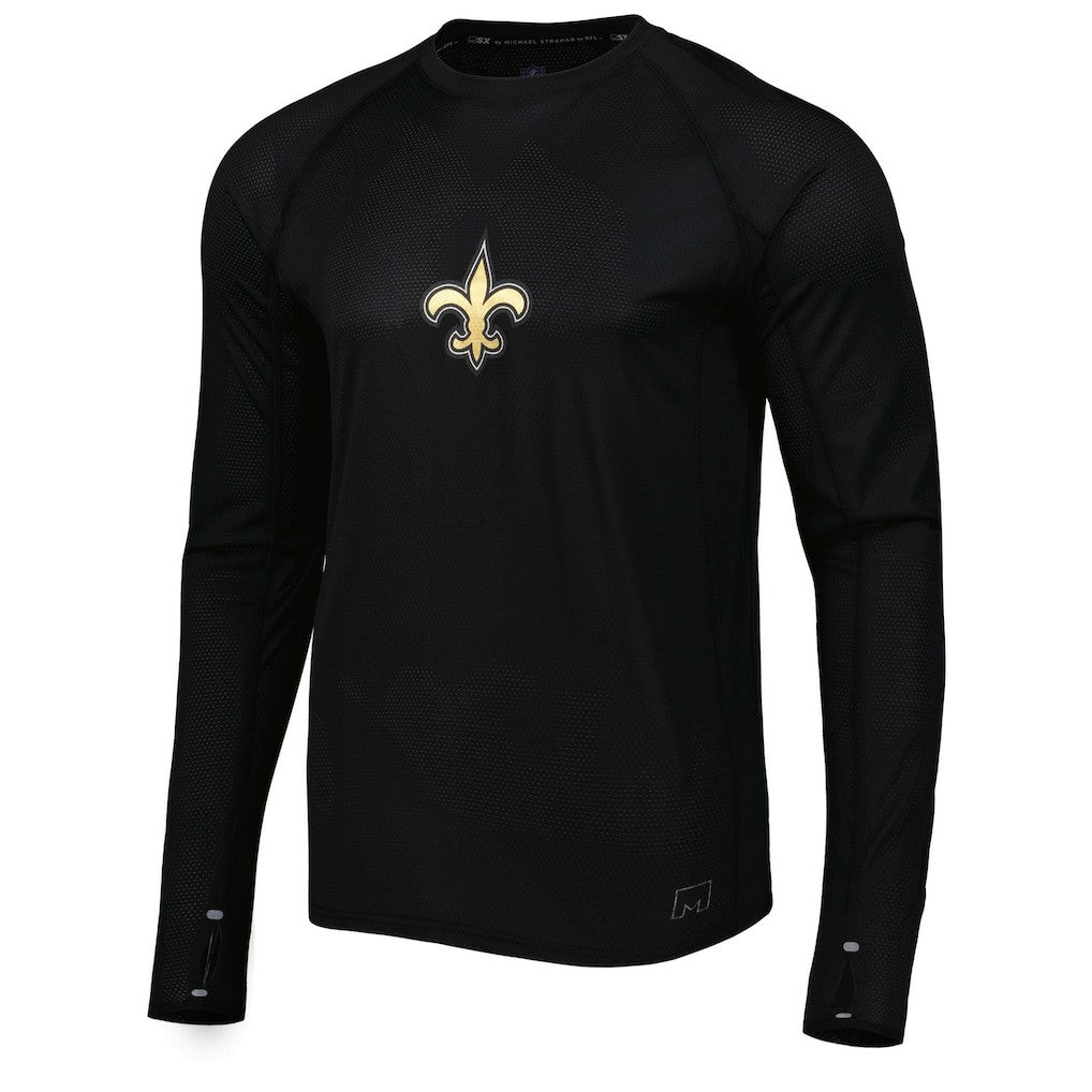 New Orleans Saints MSX by Michael Strahan Interval Long Sleeve Raglan T-Shirt - Black - NFL