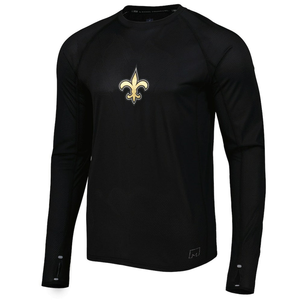 New Orleans Saints MSX by Michael Strahan Interval Long Sleeve Raglan T-Shirt - Black - NFL