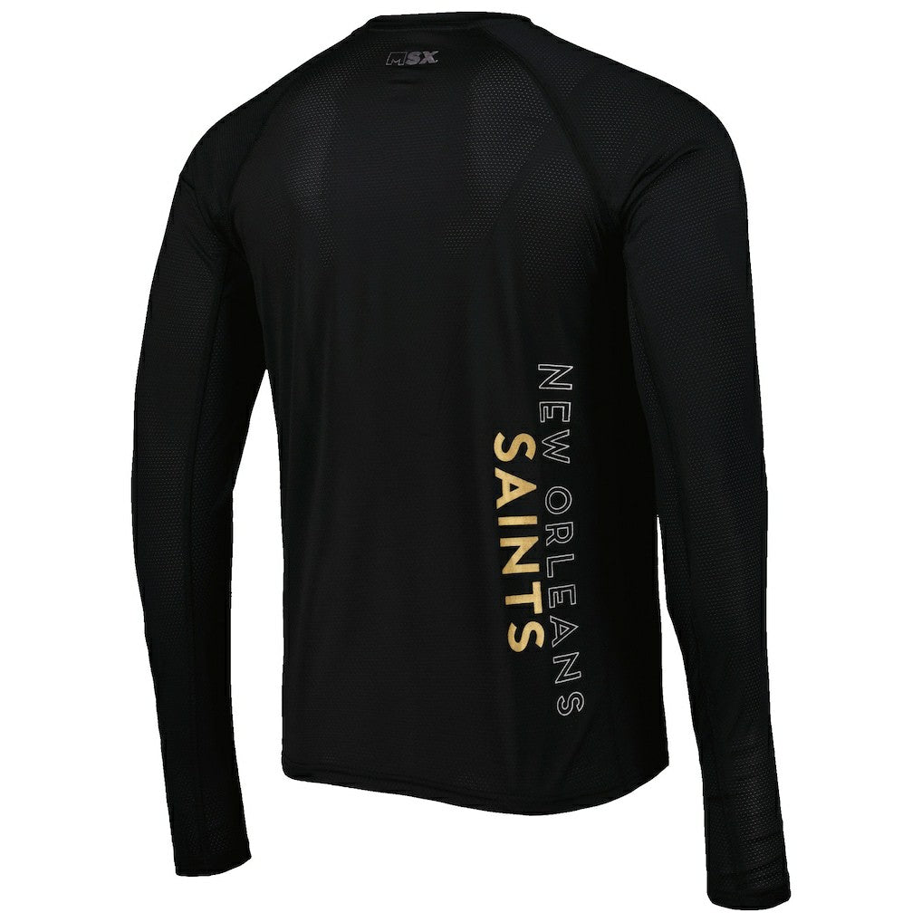 New Orleans Saints MSX by Michael Strahan Interval Long Sleeve Raglan T-Shirt - Black - NFL