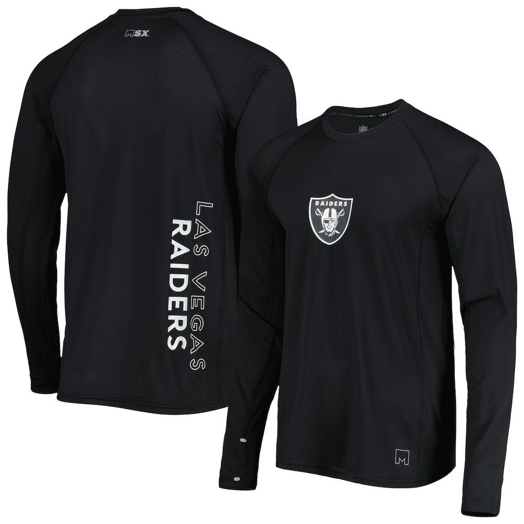 Las Vegas Raiders MSX by Michael Strahan Interval Long Sleeve Raglan T-Shirt - Black - NFL