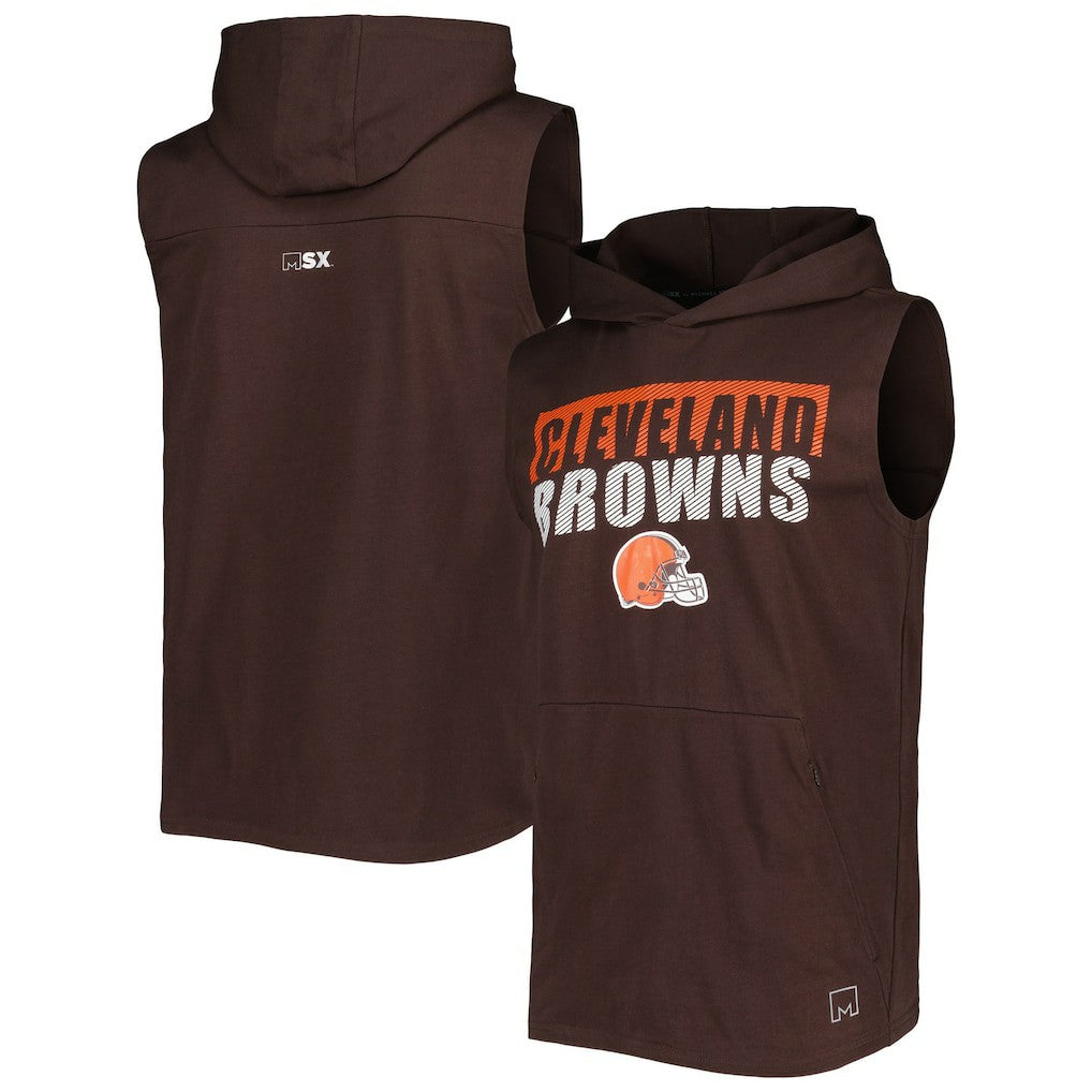 Cleveland Browns MSX by Michael Strahan Relay Sleeveless Pullover Hoodie - Brown - NFL