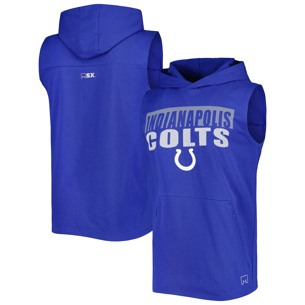 Indianapolis Colts MSX by Michael Strahan Relay Sleeveless Pullover Hoodie - Royal - NFL