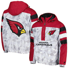 Arizona Cardinals Starter Thursday Night Gridiron Raglan Half-Zip Hooded Jacket - White/Cardinal - NFL