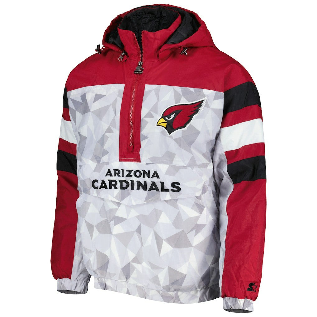 Arizona Cardinals Starter Thursday Night Gridiron Raglan Half-Zip Hooded Jacket - White/Cardinal - NFL