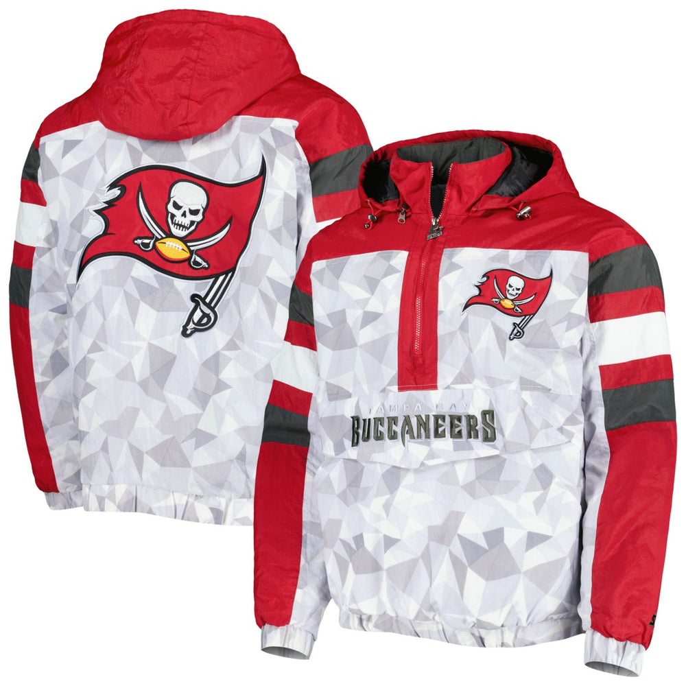 Tampa Bay Buccaneers Starter Thursday Night Gridiron Raglan Half-Zip Hooded Jacket - White/Red - NFL