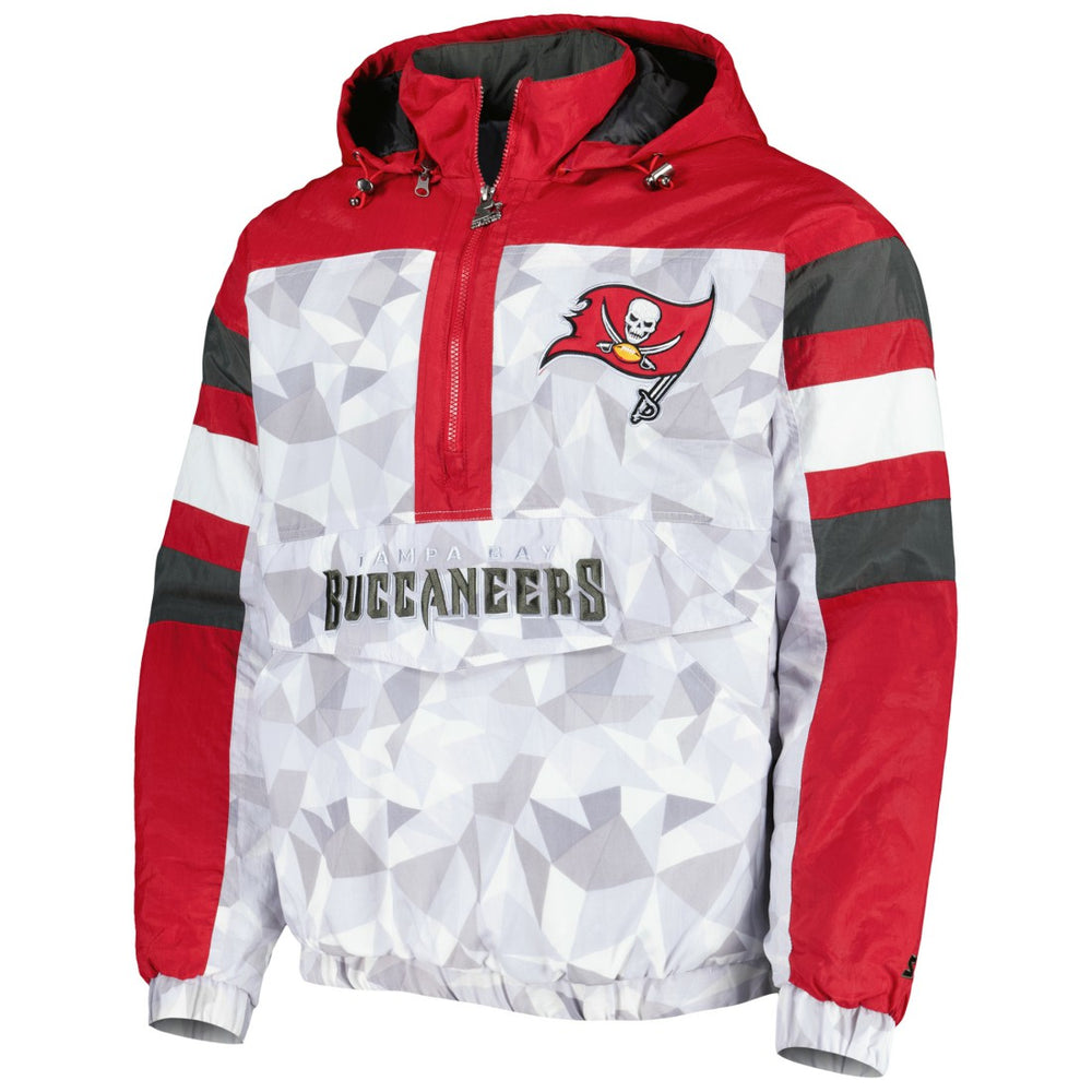 Tampa Bay Buccaneers Starter Thursday Night Gridiron Raglan Half-Zip Hooded Jacket - White/Red - NFL