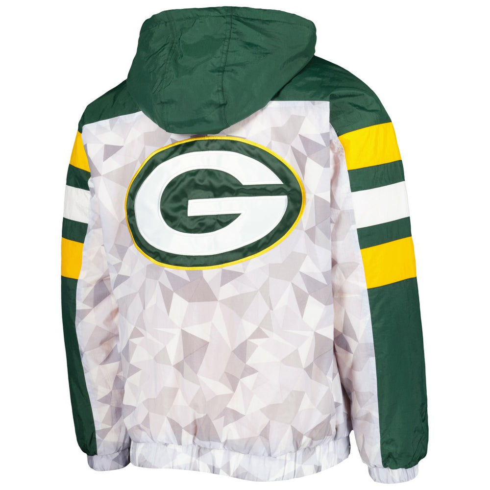 Green Bay Packers Starter Thursday Night Gridiron Raglan Half-Zip Hooded Jacket - White/Green - NFL