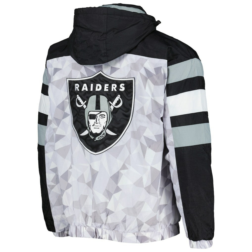 Las Vegas Raiders Starter Thursday Night Gridiron Raglan Half-Zip Hooded Jacket - White/Black - NFL
