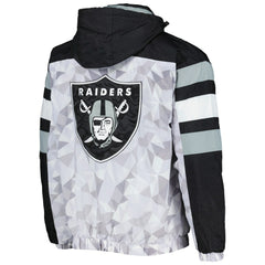 Las Vegas Raiders Starter Thursday Night Gridiron Raglan Half-Zip Hooded Jacket - White/Black - NFL