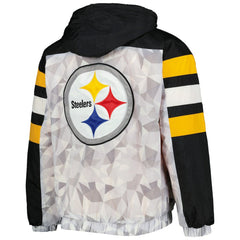 Pittsburgh Steelers Starter Thursday Night Gridiron Raglan Half-Zip Hooded Jacket - White/Black - NFL