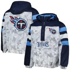 Tennessee Titans Starter Thursday Night Gridiron Raglan Half-Zip Hooded Jacket - White/Navy - NFL