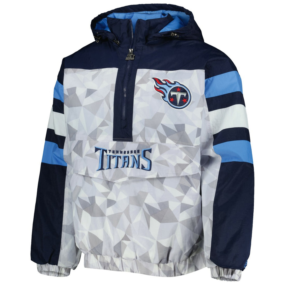 Tennessee Titans Starter Thursday Night Gridiron Raglan Half-Zip Hooded Jacket - White/Navy - NFL