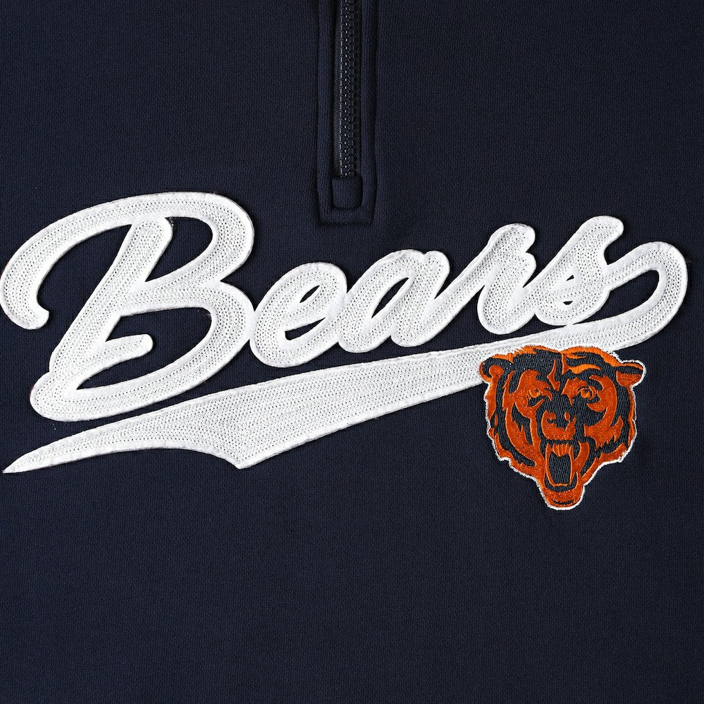 Chicago Bears Tommy Hilfiger Aiden Quarter-Zip Sweatshirt - Navy/Orange - NFL