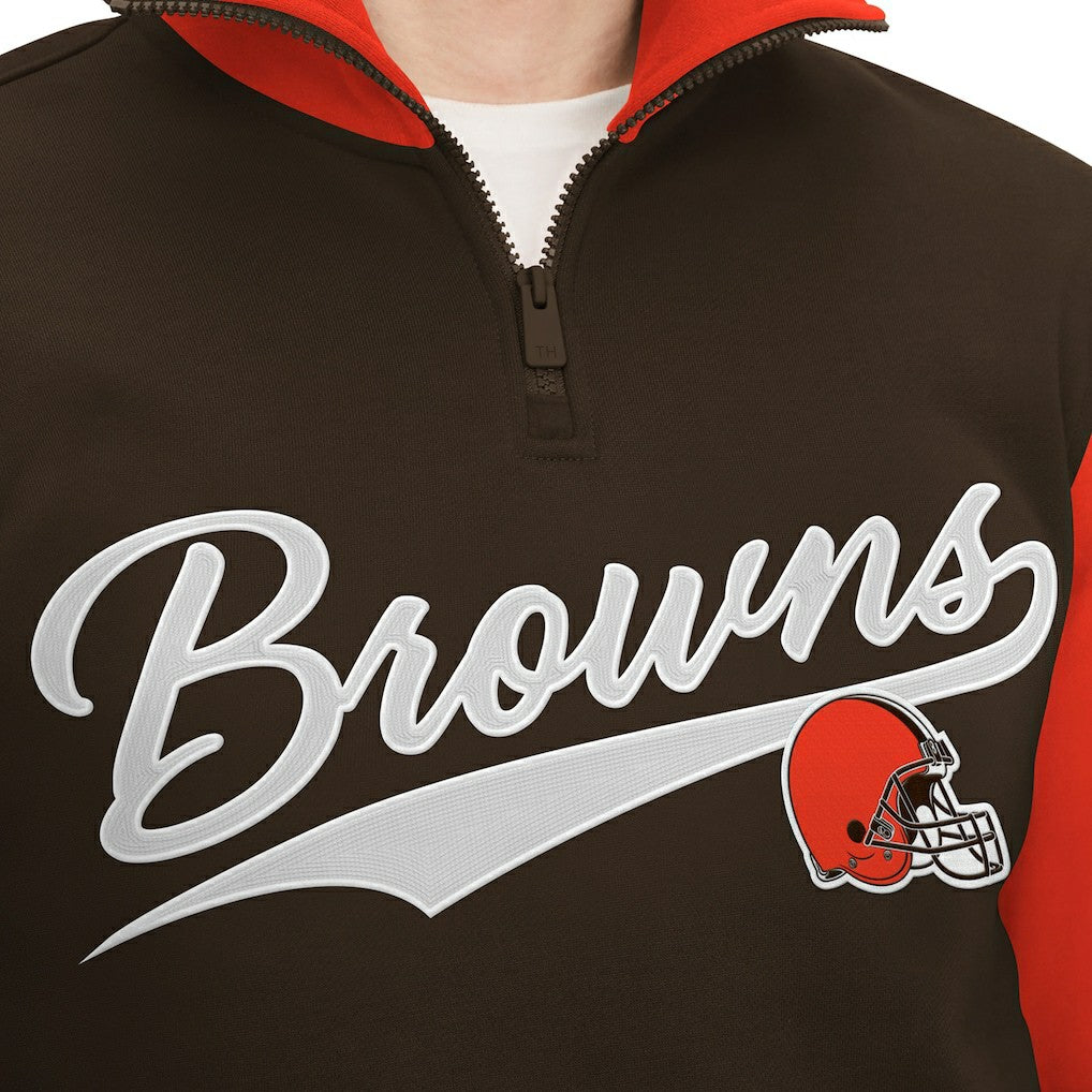Cleveland Browns Tommy Hilfiger Aiden Quarter-Zip Sweatshirt - Brown/Orange - NFL
