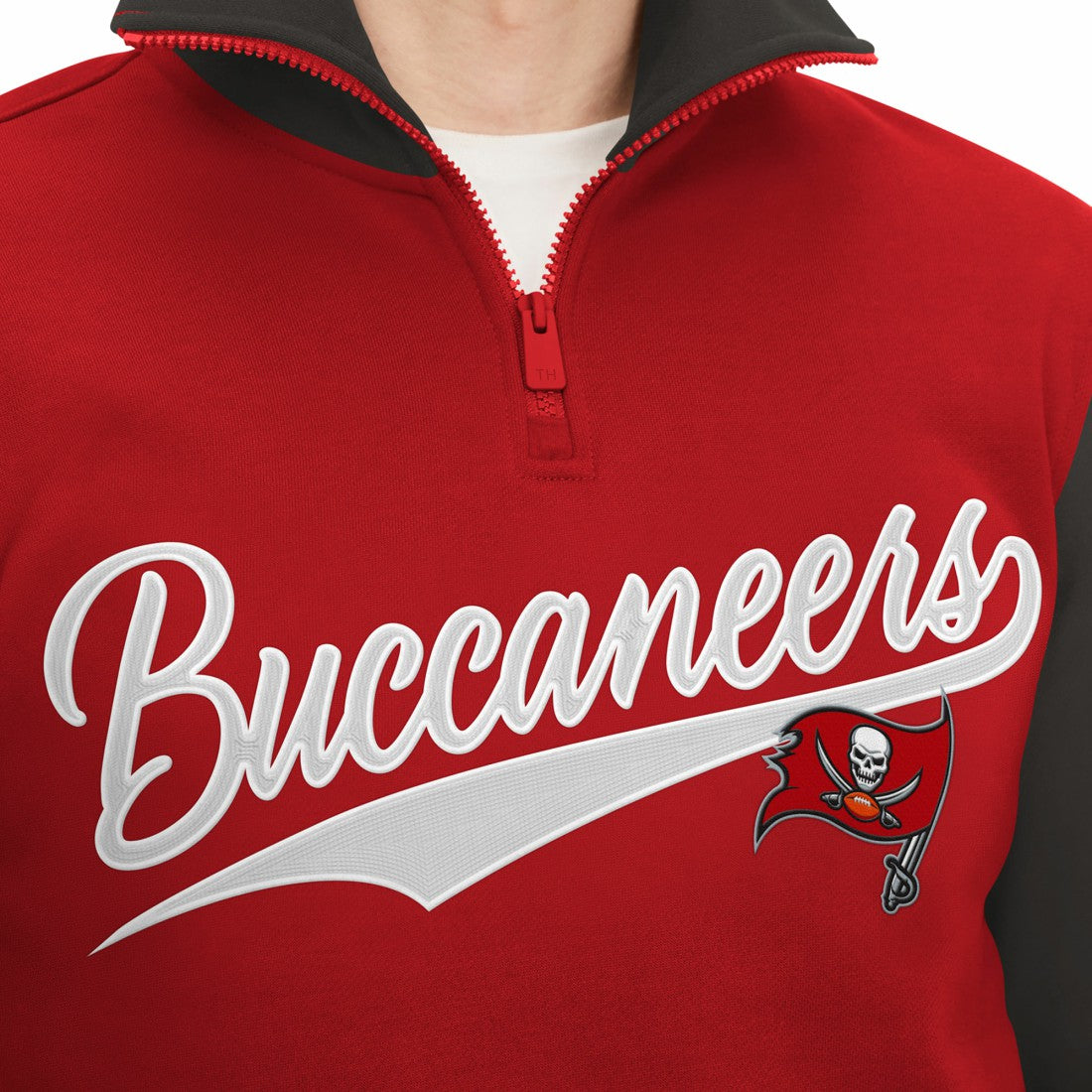 Tampa Bay Buccaneers Tommy Hilfiger Aiden Quarter-Zip Sweatshirt - Red/Pewter - NFL