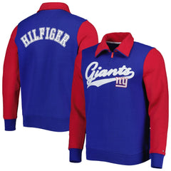 New York Giants Tommy Hilfiger Aiden Quarter-Zip Sweatshirt - Royal/Red - NFL