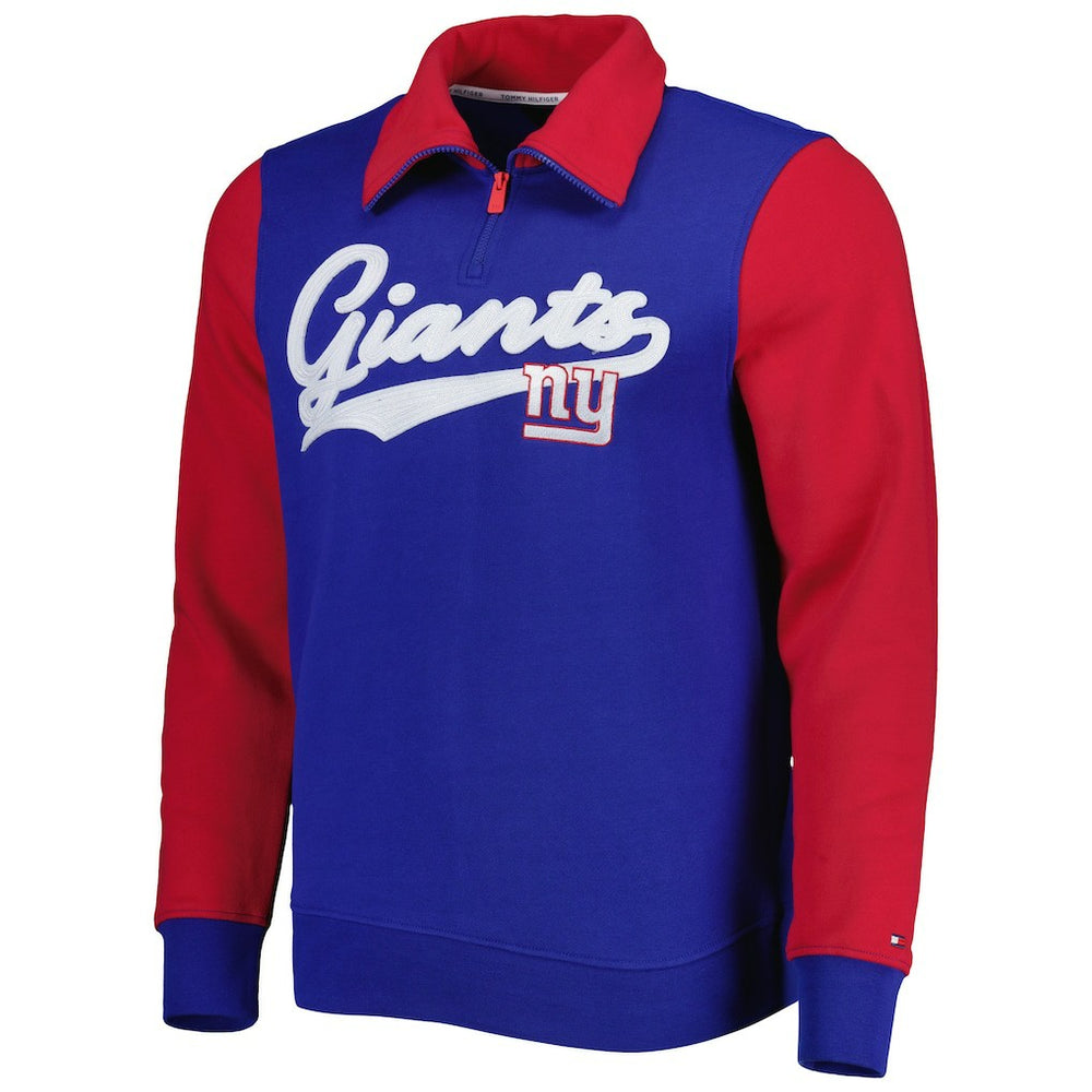 New York Giants Tommy Hilfiger Aiden Quarter-Zip Sweatshirt - Royal/Red - NFL