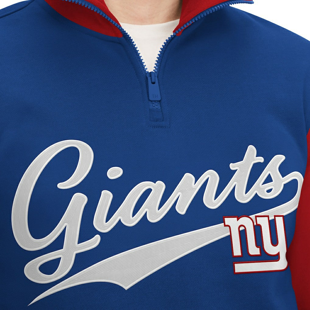 New York Giants Tommy Hilfiger Aiden Quarter-Zip Sweatshirt - Royal/Red - NFL