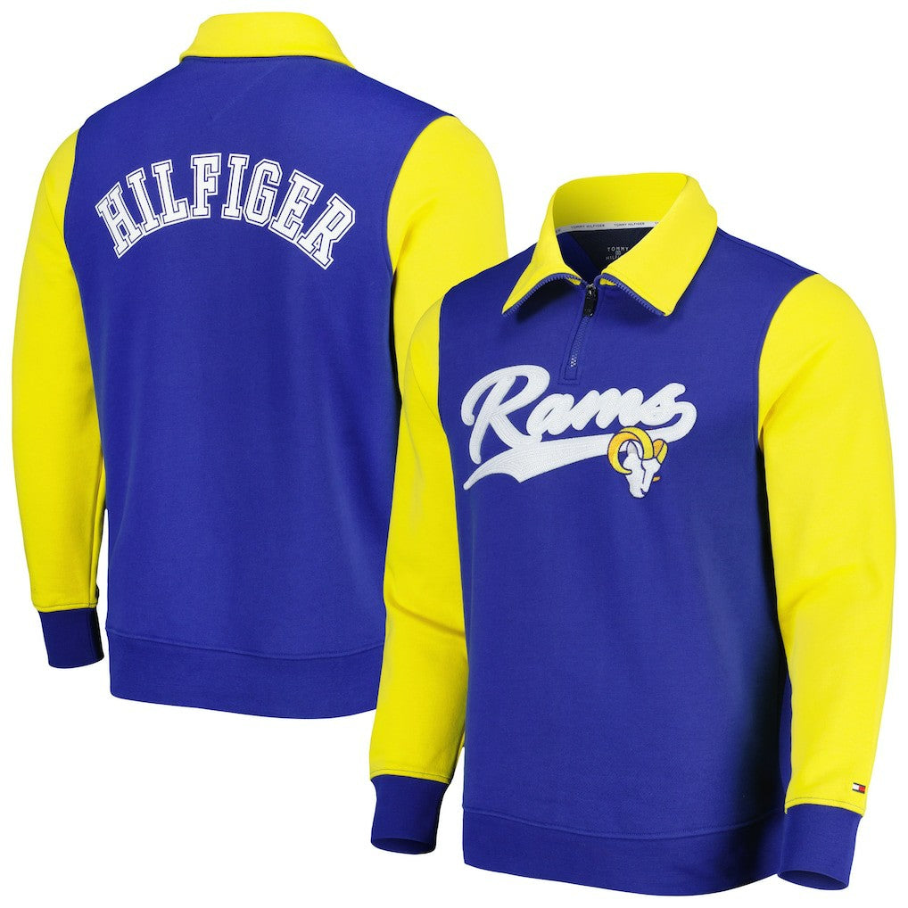 Los Angeles Rams Tommy Hilfiger Aiden Quarter-Zip Sweatshirt - Royal/Gold - NFL