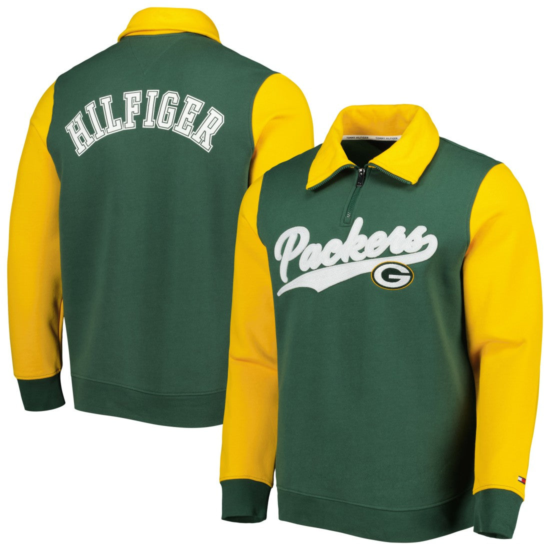 Green Bay Packers Tommy Hilfiger Aiden Quarter-Zip Sweatshirt - Green/Gold - NFL